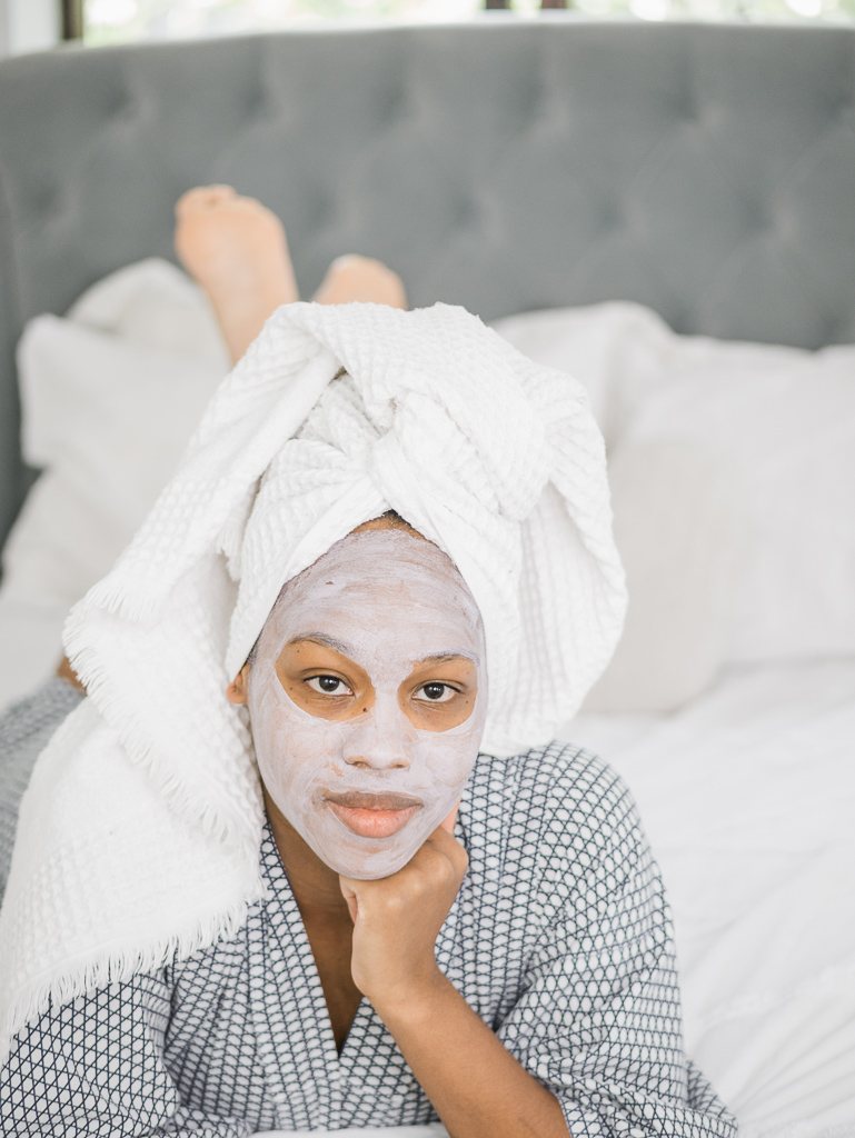 Morning skin care routine pamper day